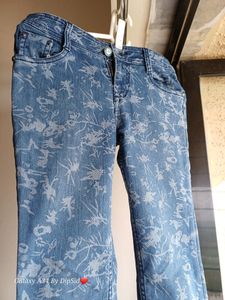 Printed Slim Fit Dark Blue Jeans👖