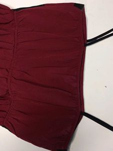 Burgundy &amp; Black Peplum Tank Top