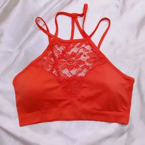 Orange Lace Bralette bra