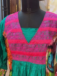 Pure Gorgette Colorful Ethnic Kurta