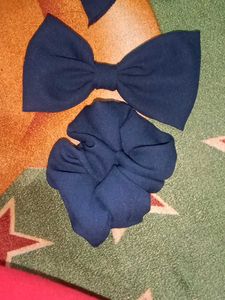 Navy Bow &amp; Scrunchie Set 4