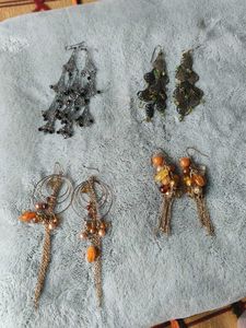 Set Of 4 Stunning Long Hanging Earrings