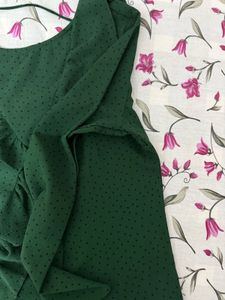 Green Polka Dot Ruffle Top