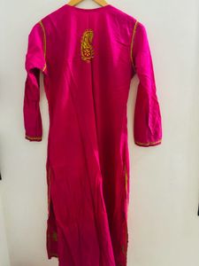Pink Chiken Work  Kurti