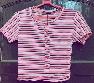 Striped Button-Up Tee