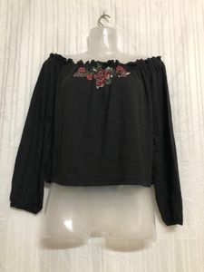 Bershka Black Off the Shoulder Top