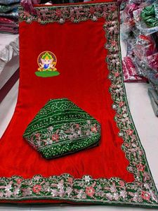 Red Embroidered Saree