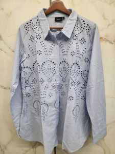 Cutwork  Light Blue Shirt