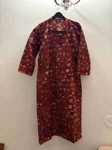 KalamkariRed Printed handloom Kurta