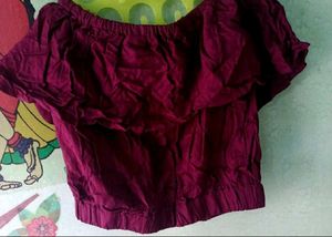 Red Ruffled Off-Shoulder Top