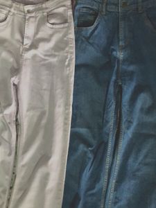 Price DroppedTrendy Wide Leg Jeans (combo) Blue And Light Lavenderish