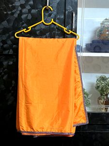 Haldi Function Yellow Saree With Blue Lace