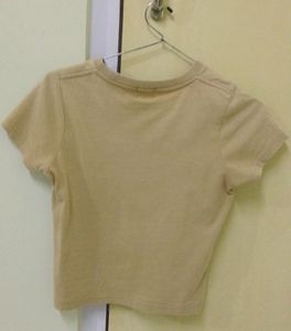 KHAKI PRINTED CROP TOP