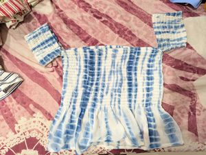 Blue Tie-Dye Tube Top