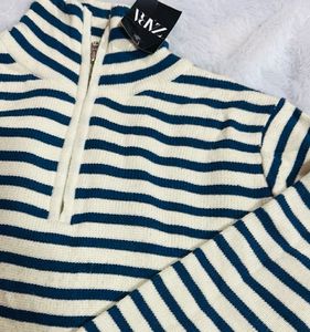 Korean Knit High Neck Zip Sweater