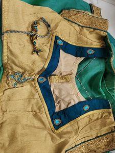 Peacock Colour Thread Work Design Saree