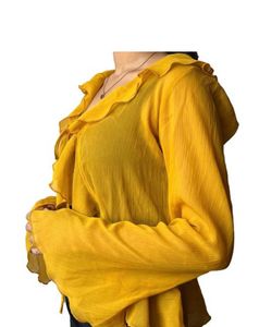 Trendy Yellow Tie-Front Shrug