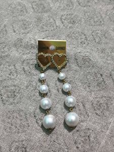 Heart Pearl Drop Earrings