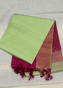 Pure Uppada Silk Saree Green With Pink New