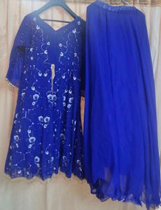 Blue Embroidered Anarkali Suit
