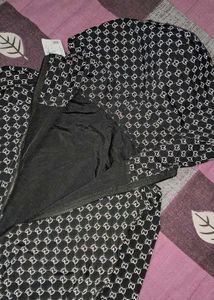 Black Monogram Full-Zip Hooded Windbreaker Jacket