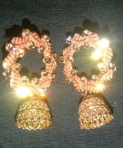 Leaf Design Jhumka Earrings
