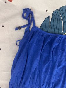 Blue Tie-Strap Mini Dress