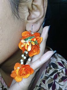Floral Drop Earrings, (handmade)