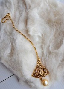 Gold-toned choker with earrings and headpiece
