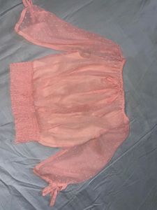 Pink Polka Dot Off-Shoulder Top