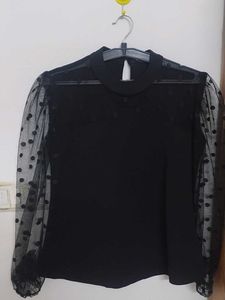 Chic Black Polka Dot Top