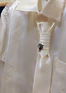 Satin Shirt With Tie nd Half Jacket