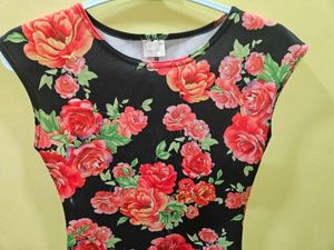 Rose Print Bodycon Dress