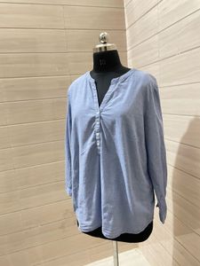 Tom Tailor Light Blue Cotton Shirt Top