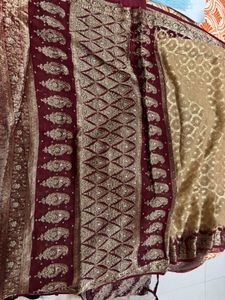 Elegant Maroon & Gold Saree