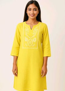 Yellow Embroidered Kurta