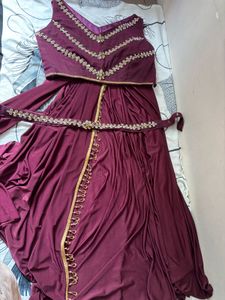 Maroon Colour Ready To Wear Saree wth Belt