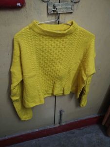 Yellow Knitted Pullover Sweater