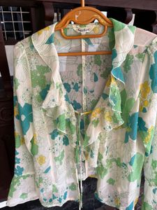 Floral Ruffle Sheer Top