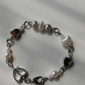 Pearl & Heart Charm Bracelet