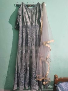 New Bridal Dress Silver Colour Full length