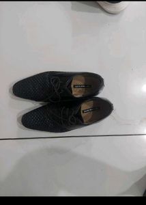 Black Woven Leather Dress Shoes