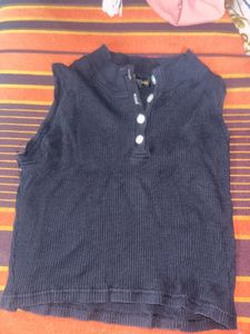 Ribbed Tank Top with Buttons