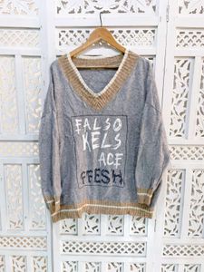 Oversized Grey Stripped Pullover B