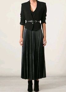Maison Blanche Pleated Midi Skirt Silver Waistband