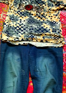 Jeans 👖 &amp;Top Combo Set For Women &amp; Girls