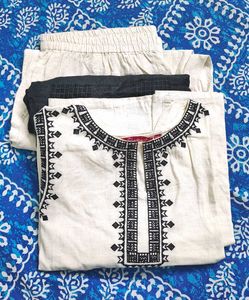WINERED khadi Cotton Kurta Set With Dupatta