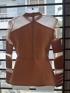 Peach Sheer Panel Top
