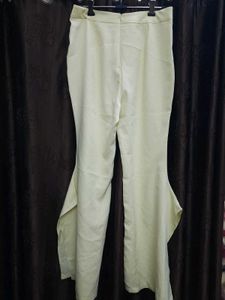Yellow Ruffle Hem Flare Pants