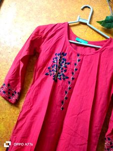 Coral Embroidered Kurti - Classic Style
